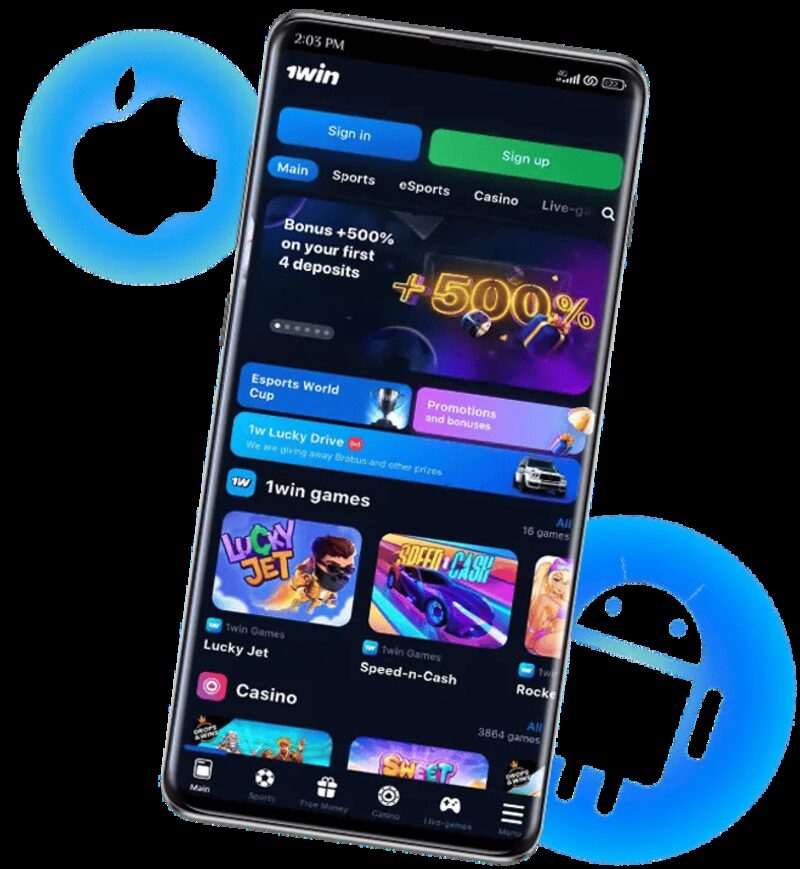 Скачать 1Win APK на Андроид — главное меню и навигация мобильного приложения